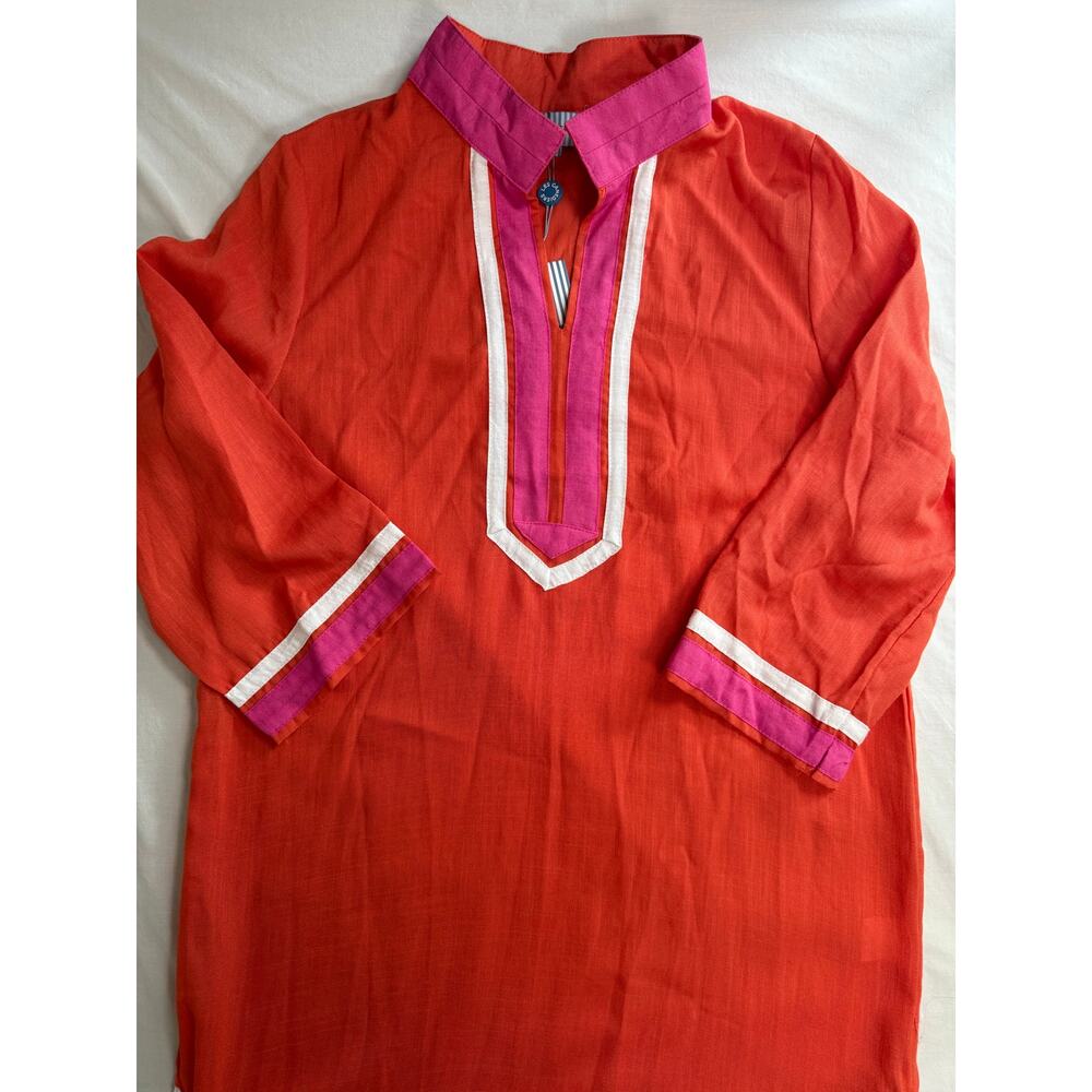 Les Canediers Tunic Dress Orange Pink Vneck SIZE 12‎ - Picture 6 of 14